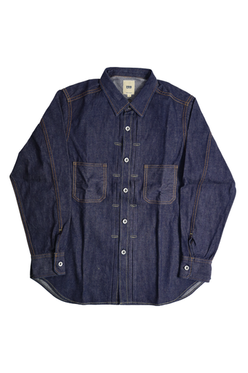 F3484 10OZ DENIM COAL MINER SHIRT SELVEDGE DENIM (INDIGO)-One Wash-L,, small image number 0