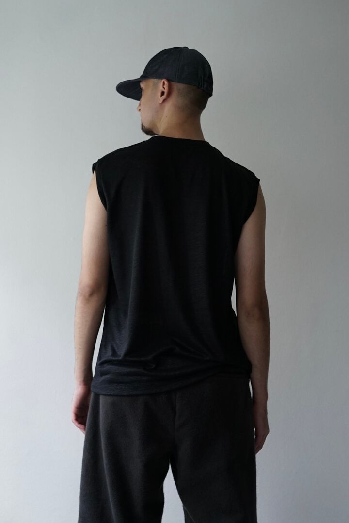 【CAPERTICA】CAP707CS05 Feather Linen Jersey / Loosey Tank_Top,BLACK, medium image number 3