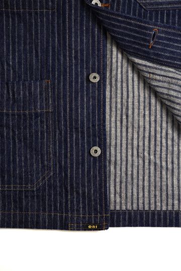 ONI03101-HJS Drop-Needle Stitching Jacquard Striped Denim Coverall-One Wash-44,, small image number 4
