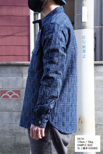 SSS21IK PURE INDIGO ICHIMATSU WORK SHIRT-INDIGO KOUSHI-XS,INDIGO KOUSHI, small image number 21