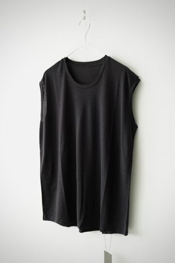 【CAPERTICA】CAP711CS02 Super120s Washable Wool jersey / Loosey Tank_Top,BLACK, small image number 2