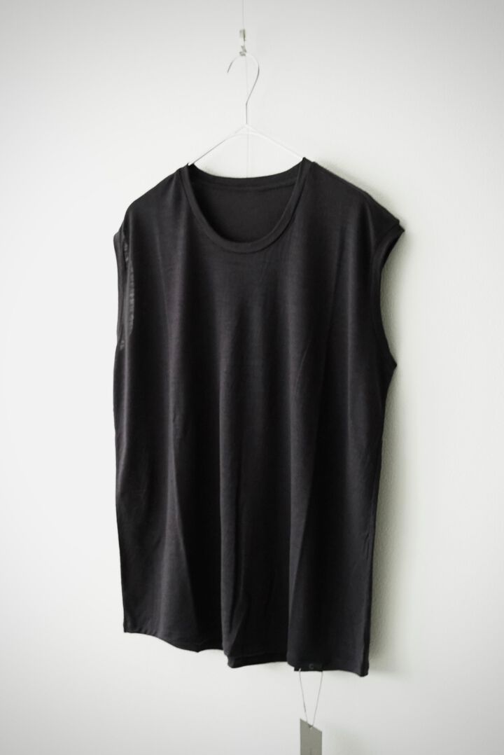 【CAPERTICA】CAP711CS02 Super120s Washable Wool jersey / Loosey Tank_Top,BLACK, medium image number 2