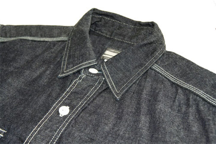 Momotaro Jeans SJ091D Going to Battle Label8oz Deep Colored denim work shirt (&nbsp;Going to Battle Label8oz Deep Colored denim work shirt),, medium image number 2