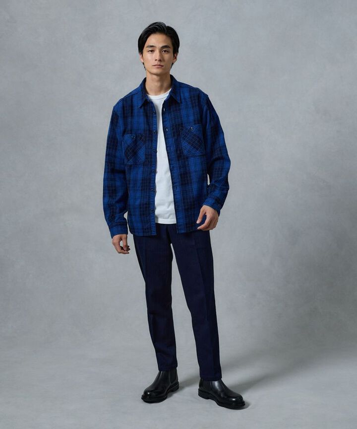 MXLS1001 ORIGINAL ID TWILL CHECK SHIRT,FADE INDIGO, medium image number 8