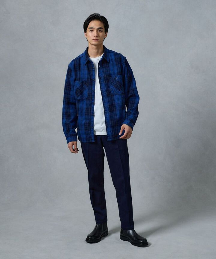 MXLS1001 ORIGINAL ID TWILL CHECK SHIRT,FADE INDIGO, medium image number 7