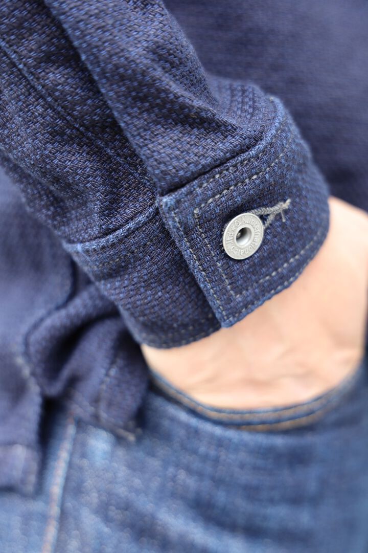 ONI-02100-ID Sashiko-like Indigo x Indigo Dobby Shirt Jacket-38,, medium image number 6