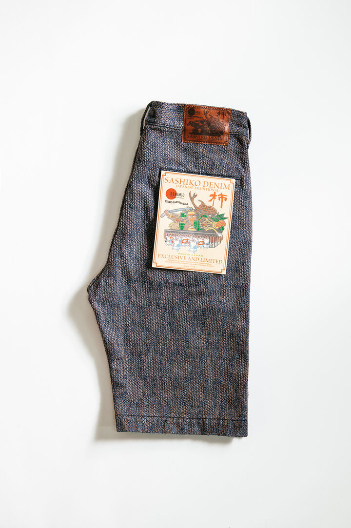 DM007 KAKISHIBU SASHIKO DENIMIOXSDA COLLAB 13OZ "NEBUTA" SHORTS-28,, medium image number 4