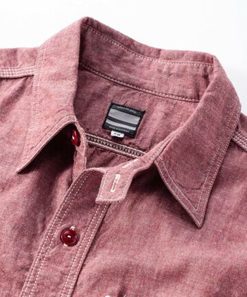 MS044 5oz Original selvage chambray work shirts-RED-46,RED, small image number 8
