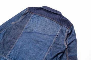 GZ-ENGJ-0609 Embossed Denim Patchwork Jacket,INDIGO, small image number 11