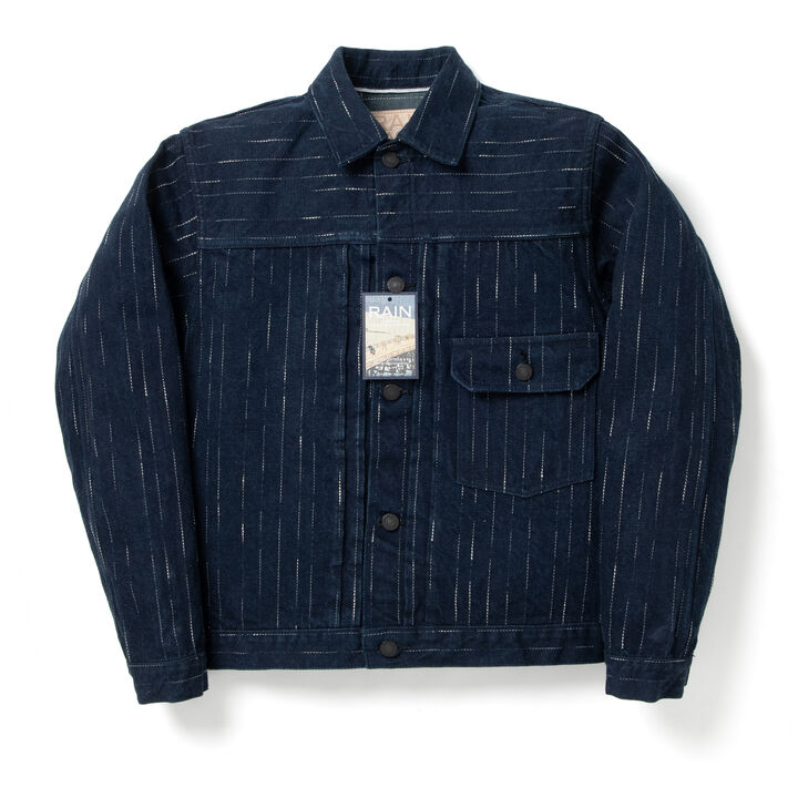 D4589 14oz RAIN Kasuri Denim Jacket,, medium