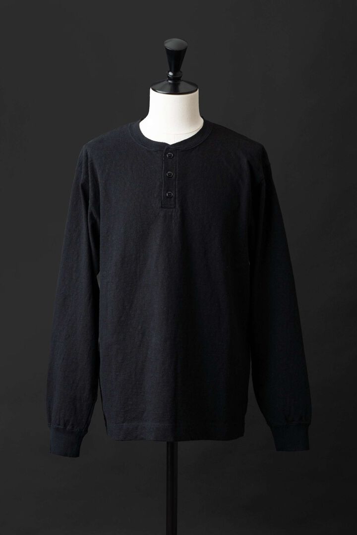 MTE014 (61) LONG SLEEVE HENRY NECK T-SHIRT,BLACK, medium image number 3