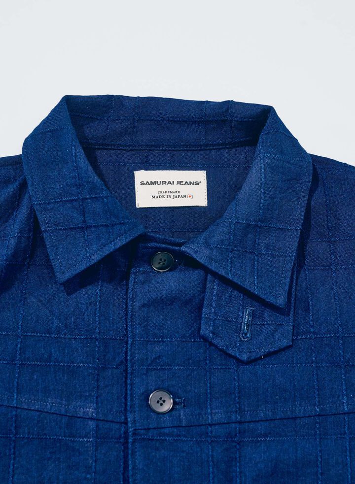 SJSJK26-ARS Indigo Sashiko Lattice Dobby Jacket,, medium image number 7