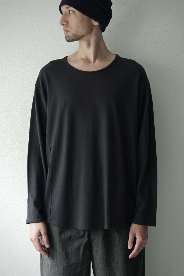 【CAPERTICA】CAP708CS27 Super140s Washable Wool MW_Jersey / Solid L/S Tee,BLACK, medium image number 3