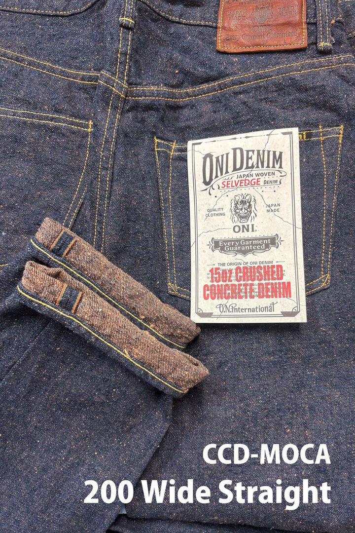 ONI200CCD-MOCA 15oz Crushed Concrete Denim Weft: Moca Wide Straight,, medium