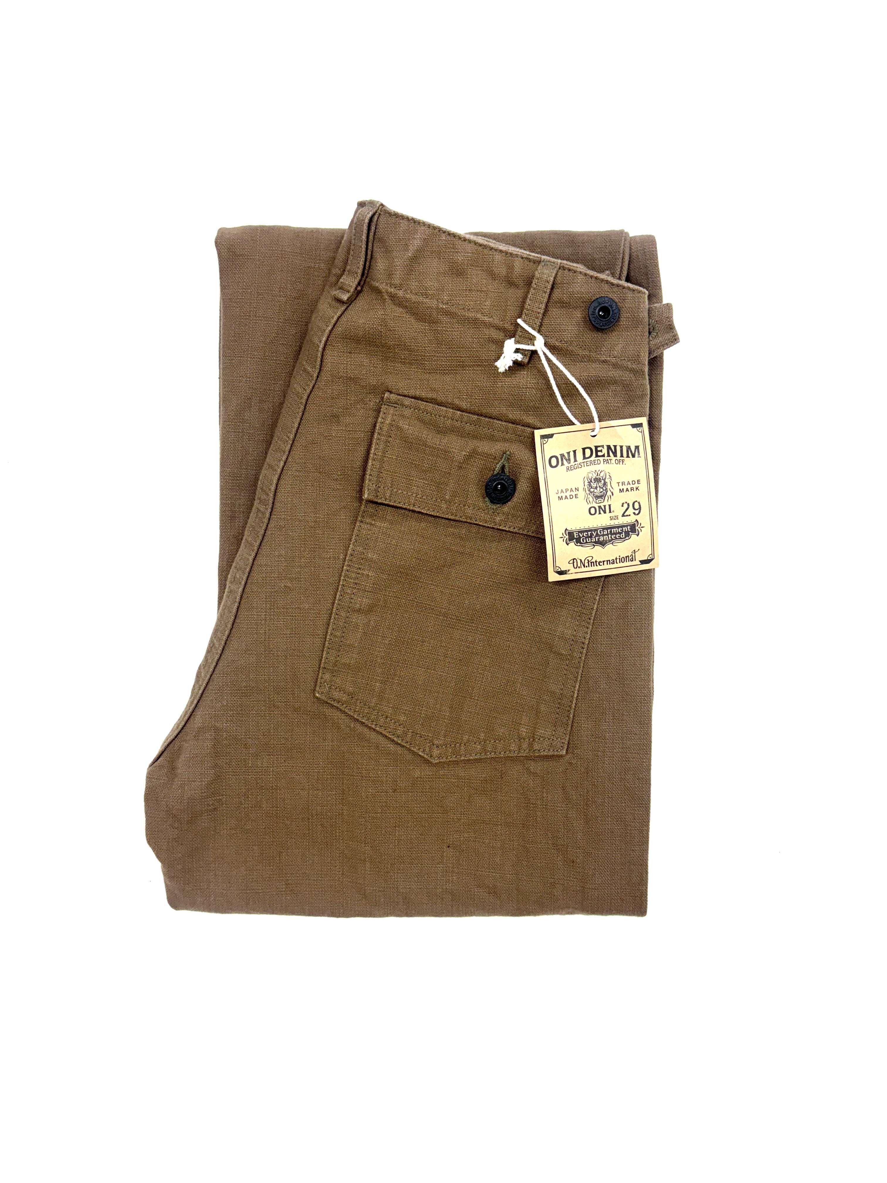 DENIMIO | ONI207-HOX-BRK 13oz Sulfur dye Heavy Oxford Brown Khaki
