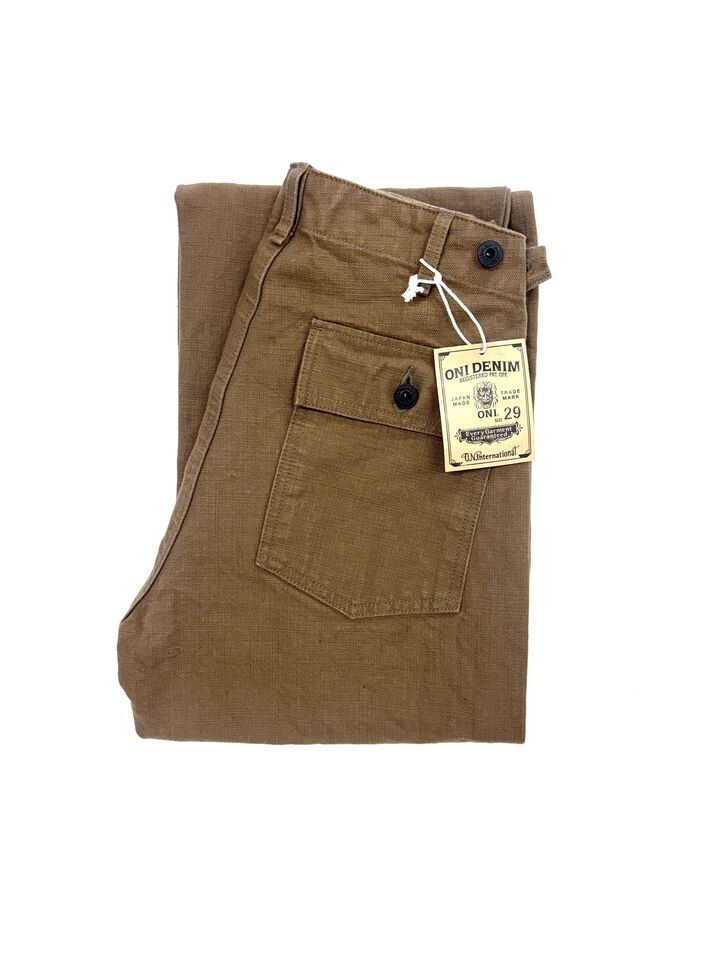 ONI207-HOX-BRK 13oz Sulfur dye Heavy Oxford Brown Khaki Baker Pants,, medium