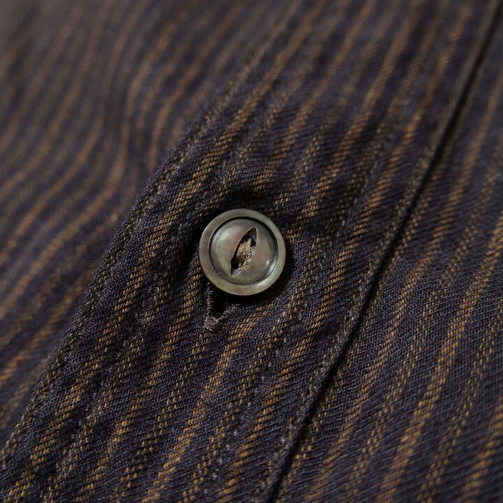 F3511 VINTAGE STRIPE BAND COLLAR SHIRT,BLACK, medium image number 3