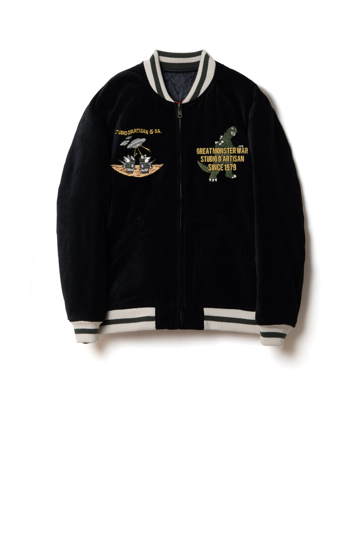 GZ-013 GODZILLA GREAT MONSTER WAR Souvenir Jacket,BLACK x BLACK, medium image number 3