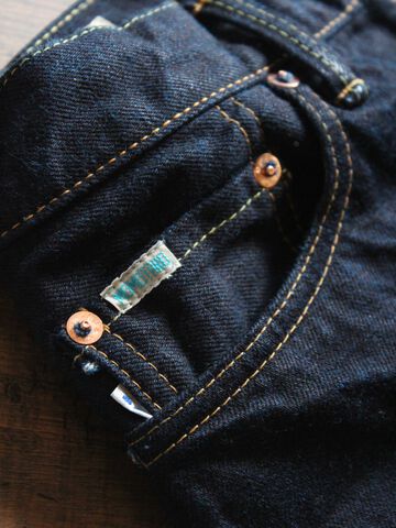 DE004 denimio collab. original cobalt blue selvedge 14oz slim tapered,, small image number 14