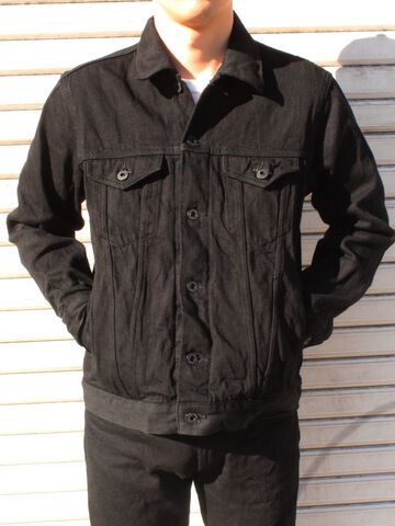 ONI02207PKIRAKUIIBK 12oz Kiraku-II Black 3rd Type Jacket with hand-warmer pockets-One Wash-36,, small image number 0