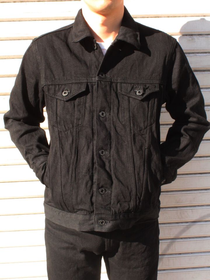 ONI02207PKIRAKUIIBK 12oz Kiraku-II Black 3rd Type Jacket with hand-warmer pockets-One Wash-36,, medium image number 0