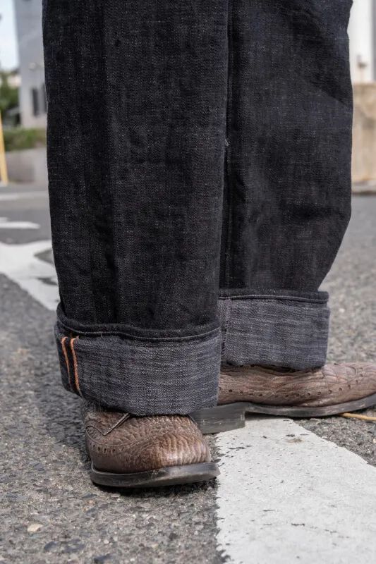 DENIMIO | GZ-HRJSK-BK 15oz Skein (Kase) Dyed Heritage Jeans (Black)