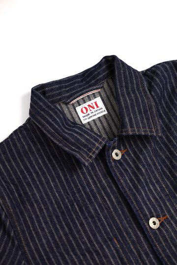 ONI03101-HJS Drop-Needle Stitching Jacquard Striped Denim Coverall-One Wash-44,, small image number 2