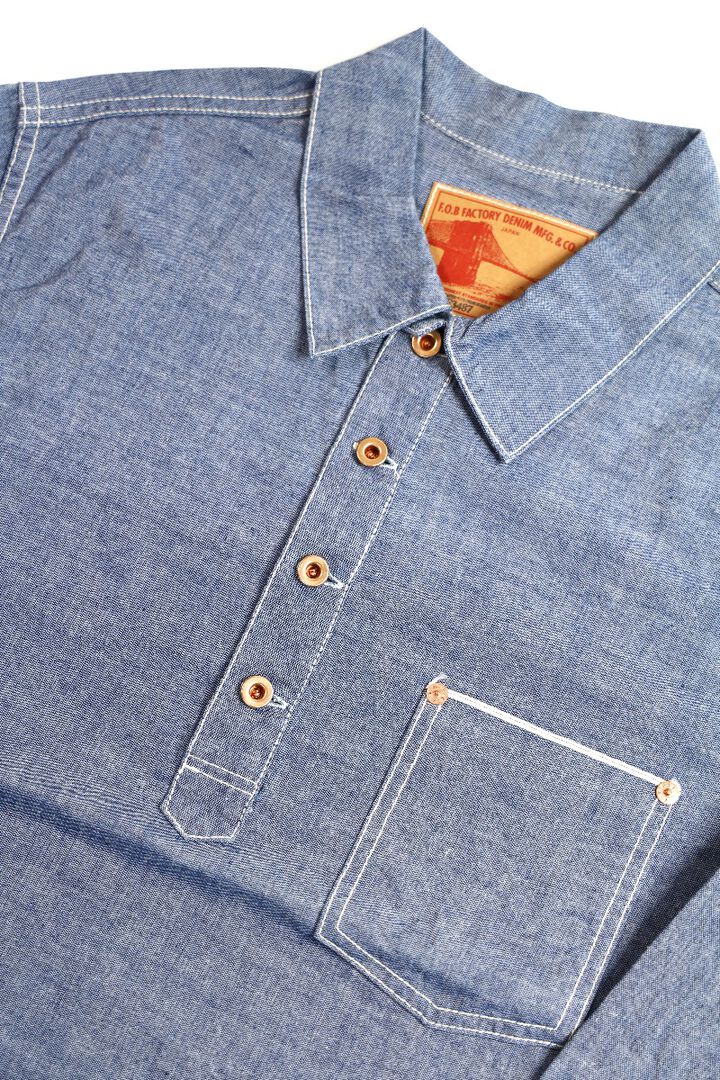 F3487 CHAMBRAY P/O SHIRT-38,, medium image number 2