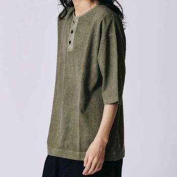 BR-25207【BIG COZUN】COZUN Native Concho Work Henley Neck T-Shirt【Button Works】,OLIVE, small image number 0
