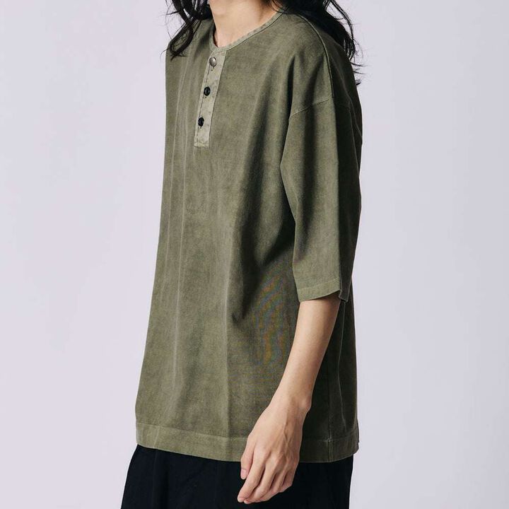BR-25207【BIG COZUN】COZUN Native Concho Work Henley Neck T-Shirt【Button Works】,OLIVE, medium image number 0