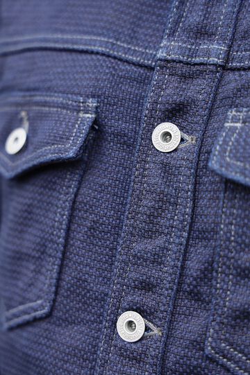 ONI-02100-ID Sashiko-like Indigo x Indigo Dobby Shirt Jacket-38,, small image number 5