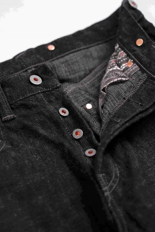 DENIMIO | GZ-HRJSK-BK 15oz Skein (Kase) Dyed Heritage Jeans (Black)