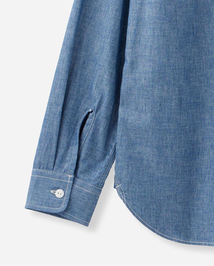 MMLS1001 TRIPLE STITCH L/S CHAMBRAY SHIRT,INDIGO, medium image number 4