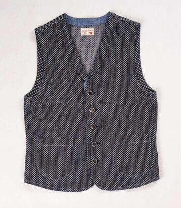 GZ-SLVT-CRS Shawl Collar Vest (Cross Sashiko),, small image number 0