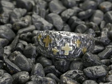 HYAS-273 Brass Cross Rough Cross Ring,, small image number 0