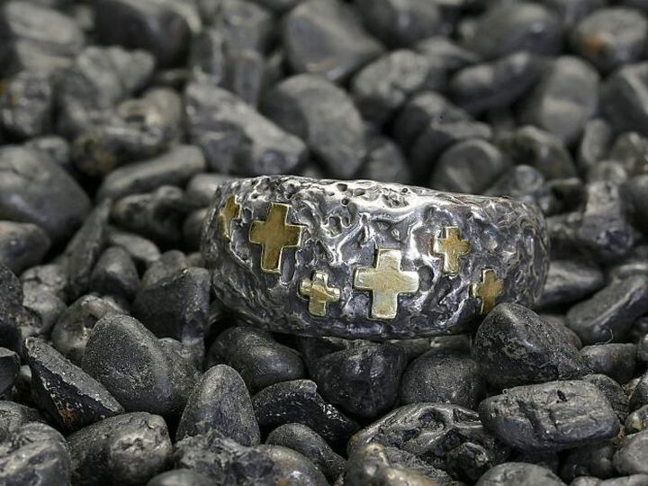 HYAS-273 Brass Cross Rough Cross Ring,, medium image number 0