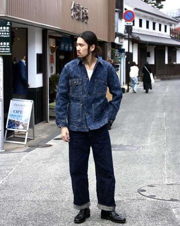 GZ-KSCA-G.ID 15oz Skein (Kase) Dyed Coverall (GREEN INDIGO),, small image number 8