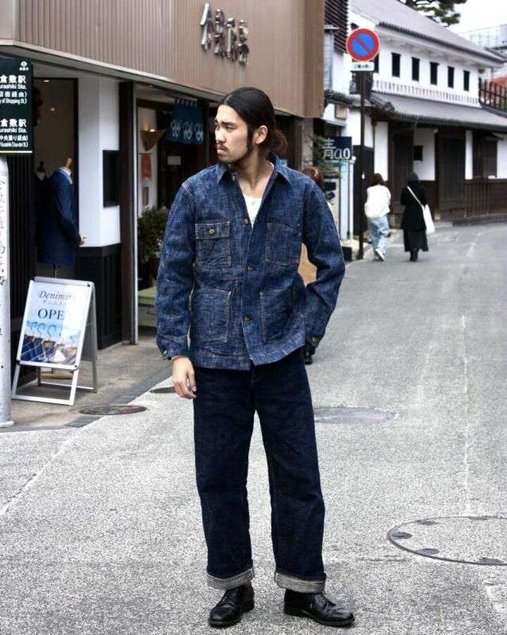 GZ-KSCA-G.ID 15oz Skein (Kase) Dyed Coverall (GREEN INDIGO),, medium image number 8
