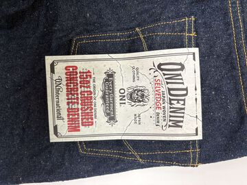ONI902CCD-GOLV 15oz Crushed Concrete Denim Weft: Grayish Olive Kabuki Selvedge High rise Relax Tapered,, small image number 9