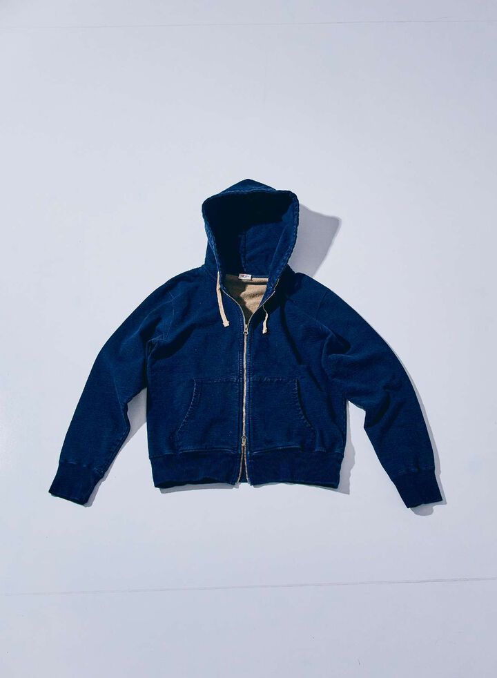 SIS25-102 Kakishibu Indigo Sweat Zip-Up Hoody,, medium