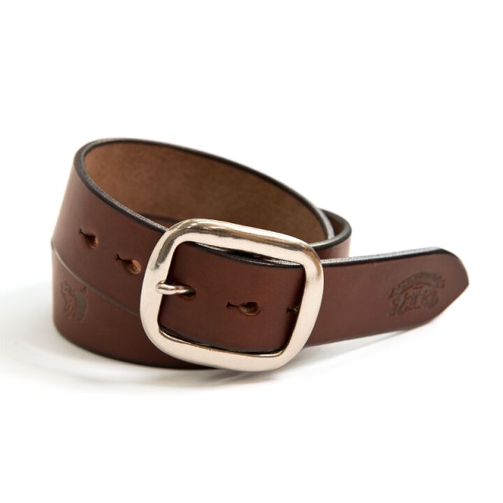 B-82 BENDS LEATHER engraved belt (Brown),, medium