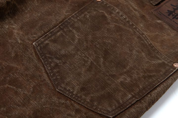 【Pre-Order】1940 13oz Hand-Dyed Kakishibu-zome Duck Pants Wide Straight,KAKISHIBU, medium image number 5