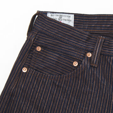 D1830 14OZ KAKISHIBU DENIM HICKORY JEANS RELAX TAPERED,, small image number 2