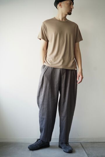 241PT05 Silk/Linen Gaba / W-Tuck Pants,GRAY, small image number 4