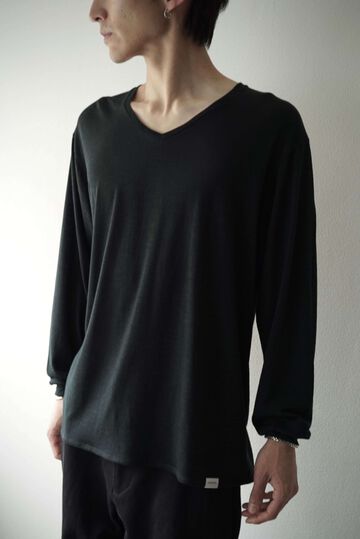 【CAPERTICA】CAP708CS22 Super120s Washable Wool Jersey /Vneck L/S Tee,SHIGOKU-IRO, small image number 8