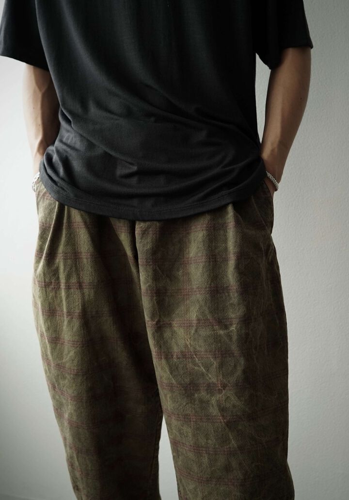 【CAPERTICA】CAP708PT08 Natural Dyed Check / Peg Top Easy Pants,BENGARA, medium image number 12