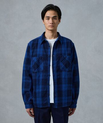 MXLS1001 ORIGINAL ID TWILL CHECK SHIRT,FADE INDIGO, small image number 3