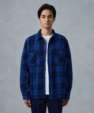 MXLS1001 ORIGINAL ID TWILL CHECK SHIRT,FADE INDIGO, small image number 2