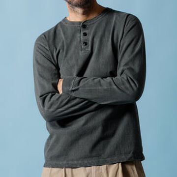 BR-3044PG COZUN LONG SLEEVES HENLEY PG T (Pigment),BLACK, small image number 8