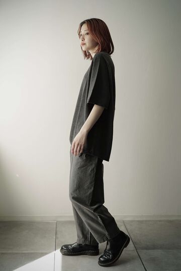 【CAPERTICA】CAP708CS04-ND Natural Dyed Linen Heavy Jersey / Asymmetry Tee,KAKISHIBU, small image number 5